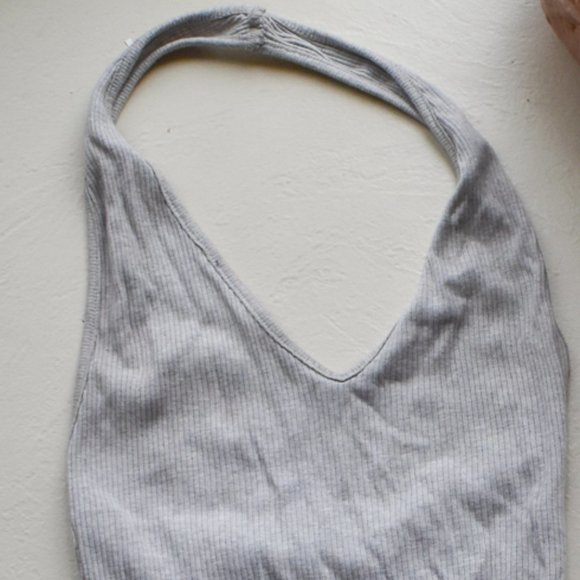 Urban Outfitters Grey Ribbed Halter Bodysuit Tank - Picture 3 of 6